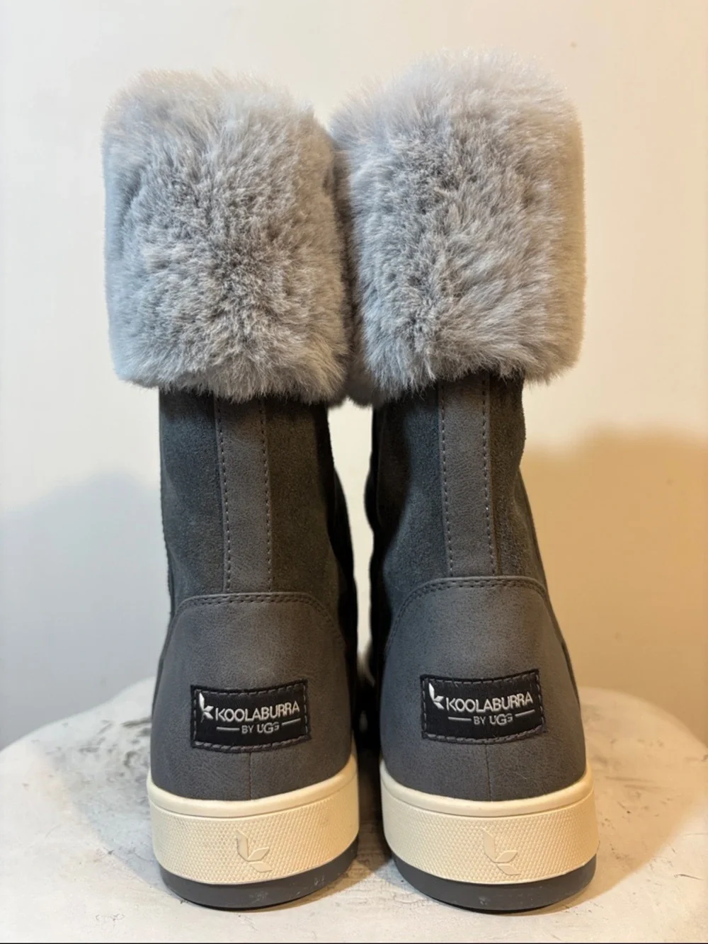 Koolaburra by UGG Women's Grey Faux Fur Trim Tynlee Fashion Boots With The Fur!